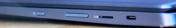 Links: An-/Aus-Schalter, Lautstärkewippe, microSD-Kartenleser, USB 3.1 Gen 1 Typ-C