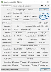Dell Inspiron 14 7400 - GPUz