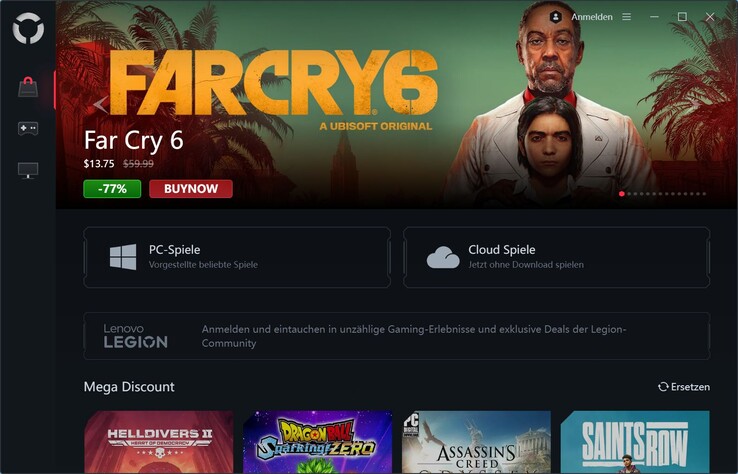 Steam oder Epic Store? Weder noch, wir haben das Control Center Lenovo LegionSpace geöffnet