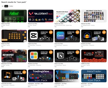 Icon Packs auf dem Marketplace