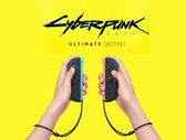 Cyberpunk 2077: Ultimate Edition-Logo über den Switch 2 Joy-Cons (Bildquelle: Nintendo of America, bearbeitet)