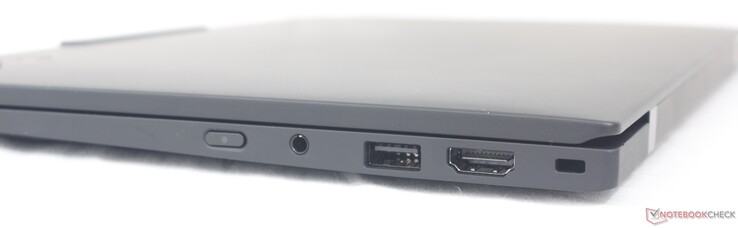 Rechts: Power Button, 3.5 mm Audio, USB-A 3.2 Gen. 1, HDMI 2.1, Nano Kensington Lock