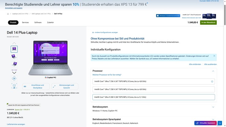 Dell 14 Plus für 1.049 Euro.