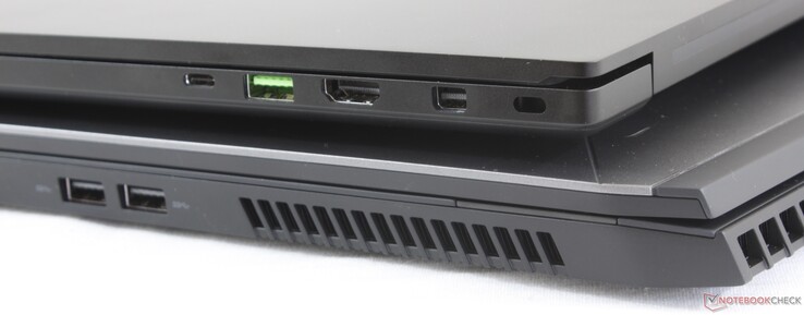 Rechts: Thunderbolt 3, USB 3.2 Typ-A, HDMI 2.0, MiniDisplayPort 1.4, Kensington Lock