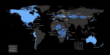 Aktuelle Starlink Mobile-Abdeckung.