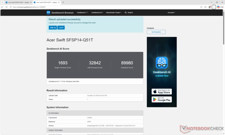 GeekBench AI 1.7 erreicht mit dem QNN-Backend bei quantisierten Berechnungen eine höhere Leistung als aktuelle Lösungen mit AMD Zen 5 und Intel Panther Lake