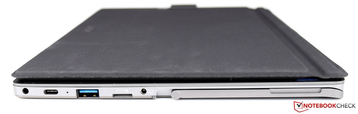 links: Audio-Kombo (Mic-In, Line-Out), USB Type C, USB 3.0, Micro-SD-Kartenleser, Netzanschluss