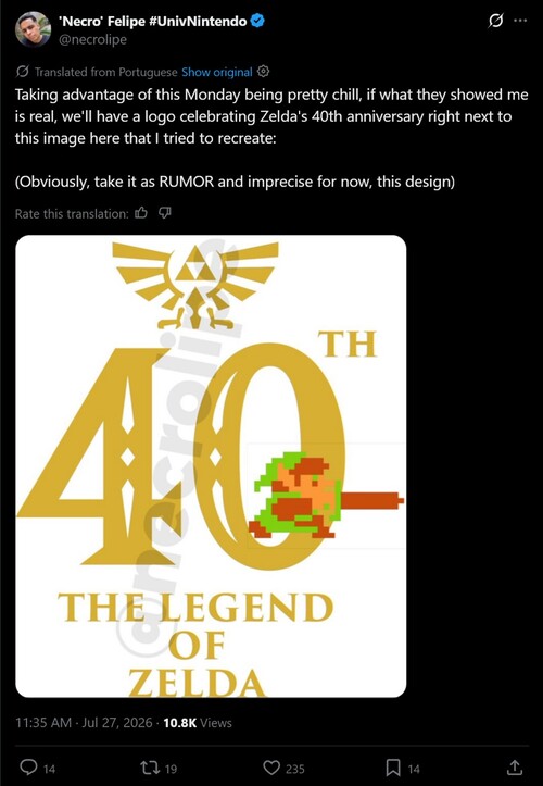 Das Logo zum Zelda 40th Anniversary wurde geleakt