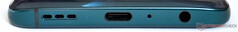 Unterseite: Lautsprecher, USB-Typ-C-Port, Mikrofon, 3,5-mm-Headset-Anschluss