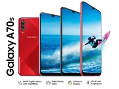 Das Samsung Galaxy A70s sieht seinem Vorgänger zum verwechseln ähnlich (Bild: Samsung)