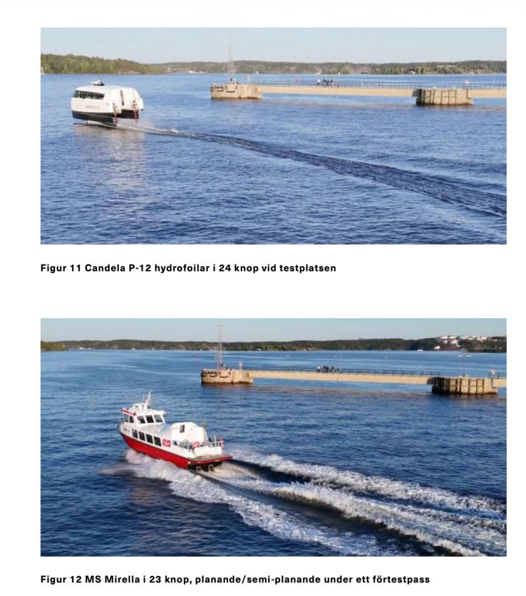 Die Nova (P-12) mit 24 kts gegen die Mirella mit 23 kts: Große Unterschiede beim Kielwasser.