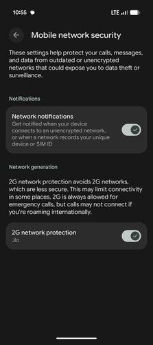 Sicherheitsoptionen für mobile Netzwerke