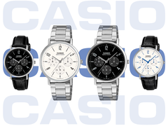 Von links nach rechts (im Bild): Casio MTP-VT06L-1B, MTP-VT06D-7B, MTP-VT06D-1B und MTP-VT06L-7B