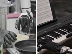 Genesis AI zeigt Roboterhände, die feinmotorische Aufgaben wie Eieraufschlagen, Tomatenschneiden und Klavierspielen ausführen.