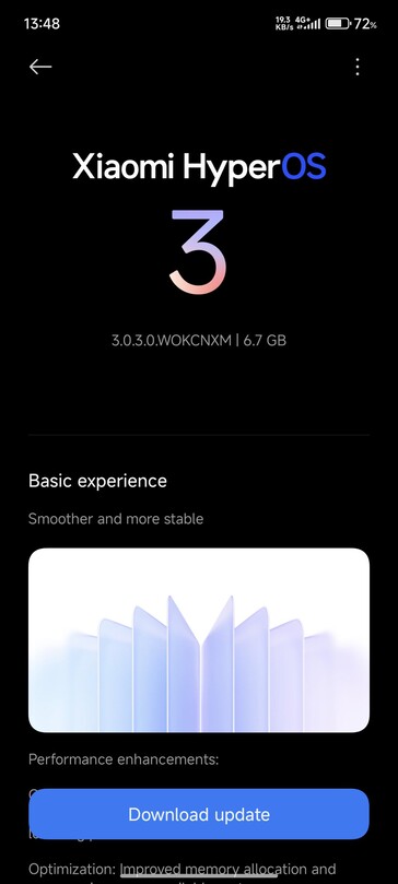 HyperOS 3 OTA auf dem Redmi K80 (Bildquelle: Reddit-Nutzer u/Note1411)