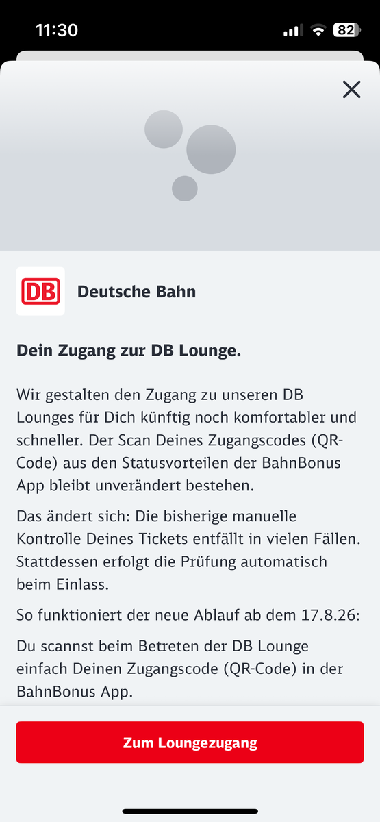 Informationen zum neuen Lounge-Zugangsverfahren.