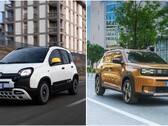 Die erneuerte Panda-Familie von Fiat: Links der kompakte Pandina, rechts der größere Grande Panda. Beide Modelle sind als Hybrid, Benziner oder (Grande Panda) als Elektroauto bestellbar (Quelle: Fiat).