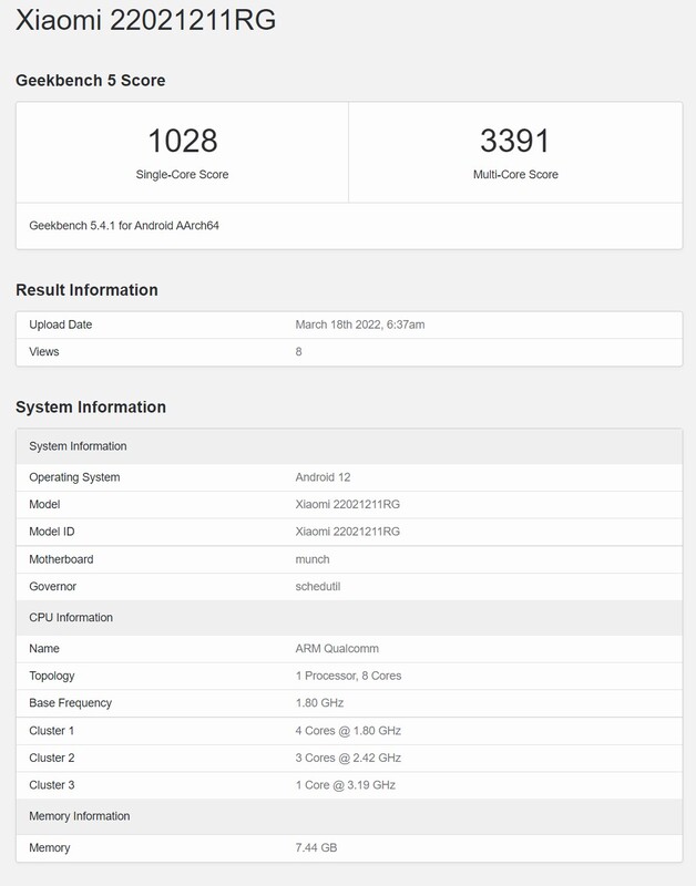 Unter der Modellnummer 22021211RG soll sich bereits Xiaomis Poco F4 als globales Redmi K40S auf Geekbench beweisen.