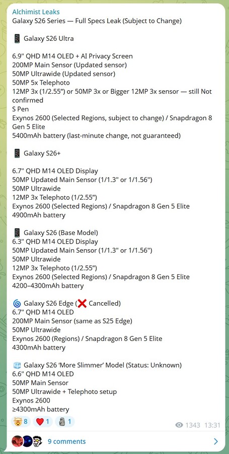 Ein Specs-Leak soll mehrere spannende Upgrades der Galaxy S26 Serie verraten.