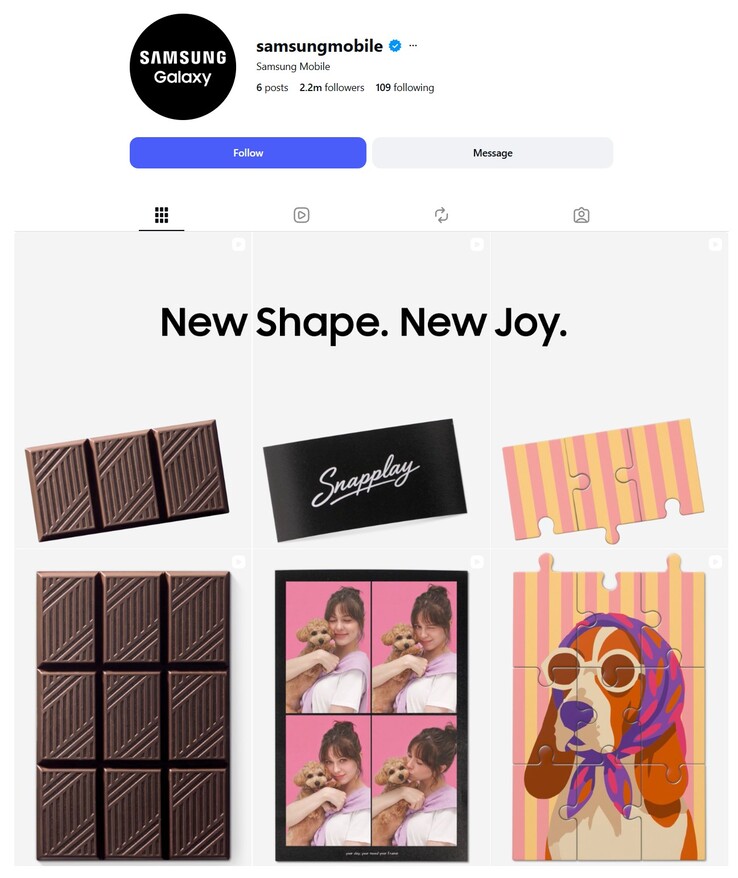 Auf Samsung Mobile's Instagram-Account weichen alte Posts der neuen Teaserkampagne.