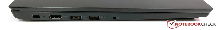 Links: USB-C 3.1 Gen.2 (mit DisplayPort-Alt-Modus), HDMI 1.4b, 2x USB 3.0 Gen.1 (1x Powered), 3,5-mm-Klinke
