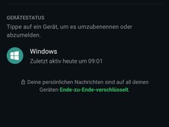 WhatsApp-Einstellungen mit der Liste der verknüpften Geräte und dem Hinweis auf die Ende-zu-Ende-Verschlüsselung