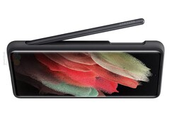 Der S-Pen wird für Transport und zum Parken in das Silicon-Cover zum Galaxy S21 Ultra von Samsung gesteckt.