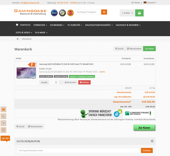 Samsung QLED Q55Q60A 55 Zoll zum Top-Preis.