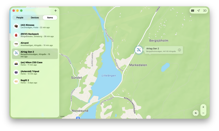 MacOS unterstützt offiziell das Airtag der 2. Generation nicht. Die App kann es aber trotzdem sehen.