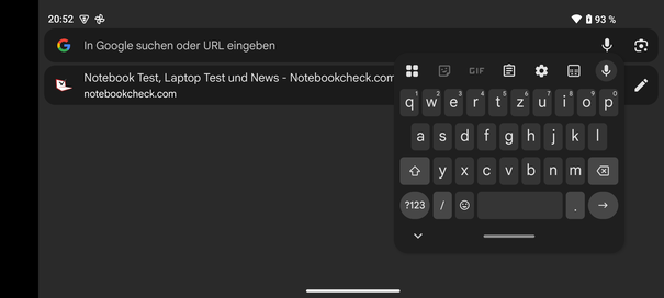 Tastatur im Querformat