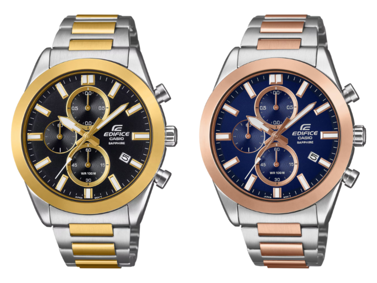 Die Uhren Casio Edifice EFB-710SG-1AV (links) und EFB-710SG-2AV (rechts). (Bildquelle: Casio, bearbeitet)