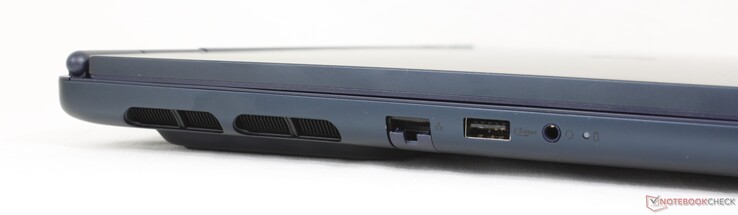 Links: RJ-45 (1 Gbit/s), USB-A 3.2 Gen. 1 (5 Gbit/s), 3,5 mm Kopfhörer