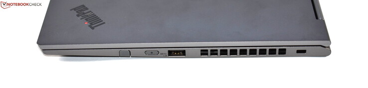 rechts: Stift, Power-Taste, USB 3.0 Typ-A, Kensington Lock
