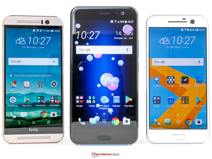 von links: HTC One M9, HTC U11, HTC 10