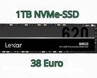 1TB PCIe-3.0-SSD Lexar NM620 mit großem SLC-Cache für unschlagbare 38 Euro bei Mindfactory (Bild: Lexar, bearbeitet)