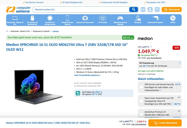 Medion SPRCHRGD 16 S1 für 1.049 Euro.