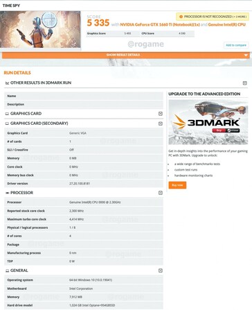 3DMark zeigt bereits einen neuen Intel Tiger Lake-U-Prozessor. (Bild: @_rogame)