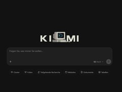 Startbildschirm der Kimi-Weboberfläche mit Eingabefeld und K3-Logo