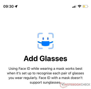iOS 15.4 bietet die Möglichkeit Brillen für Masken hinzuzufügen. (Bild: Notebookcheck.com)