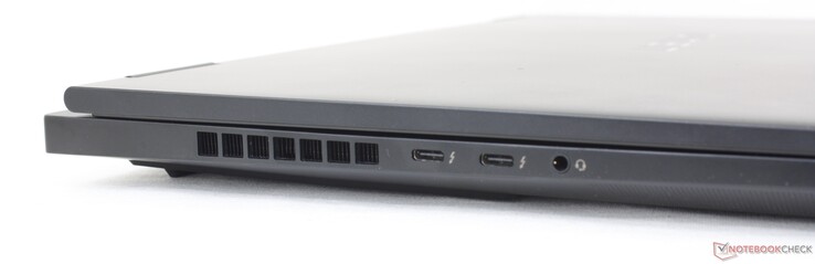 Links: USB-C 3.2 Gen. 2 + Thunderbolt 4 mit Power Delivery + DisplayPort 1.4, 3.5 mm Kopfhöreranschluss