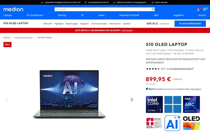 Das Medion S10 im Abverkauf für 899,95 Euro.