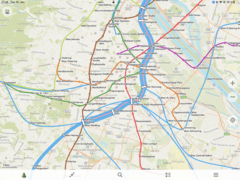 ÖPNV-Darstellung in Wien. (Screenshot: Organic Maps)