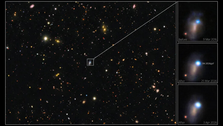 Eine Aufnahme der Galaxie, in der sich die Supernova SN 2026gzf befindet