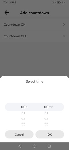 Countdown für An- und Ausschaltzeit