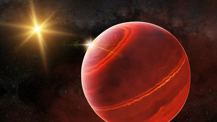 Illustration des neuen riesigen Gas-Exoplaneten TOI-4465 b (Bildquelle: Robert Lea - Canva)