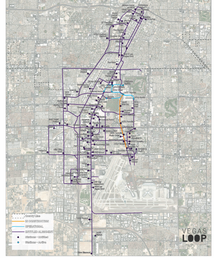 Geplante Stationen für das Loop-System. (Bildquelle: The Boring Company)