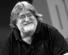 Ein Schwarz-Weiß-Porträt des Präsidenten und Mitbegründers von Valve, Gabe Newell.