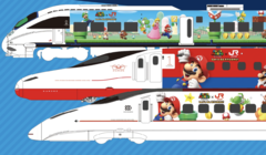 Super Mario x JR Kyushu: In neuem Design: Series 885, Series N700S und Series 800 (von oben nach unten). (Bildquelle: JR Kyushu)