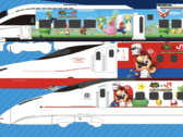 Super Mario x JR Kyushu: In neuem Design: Series 885, Series N700S und Series 800 (von oben nach unten). (Bildquelle: JR Kyushu)