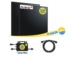 Balkonkraftwerk mit leistungsstarken Solarmodulen und hoher Effizienz (Bild: Aiko Solar, Hoymiles, PV Sale24)